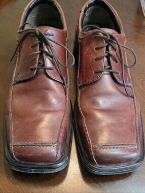 Venturini Men's Brown Leather Derby Shoes Square Toe Lace Up Dress Size 12